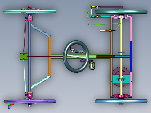 自行车式四轮脚踩割草机俯视缩略图