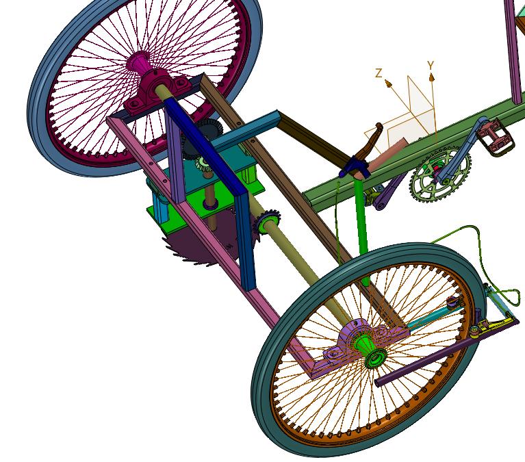 自行车式四轮脚踩割草机