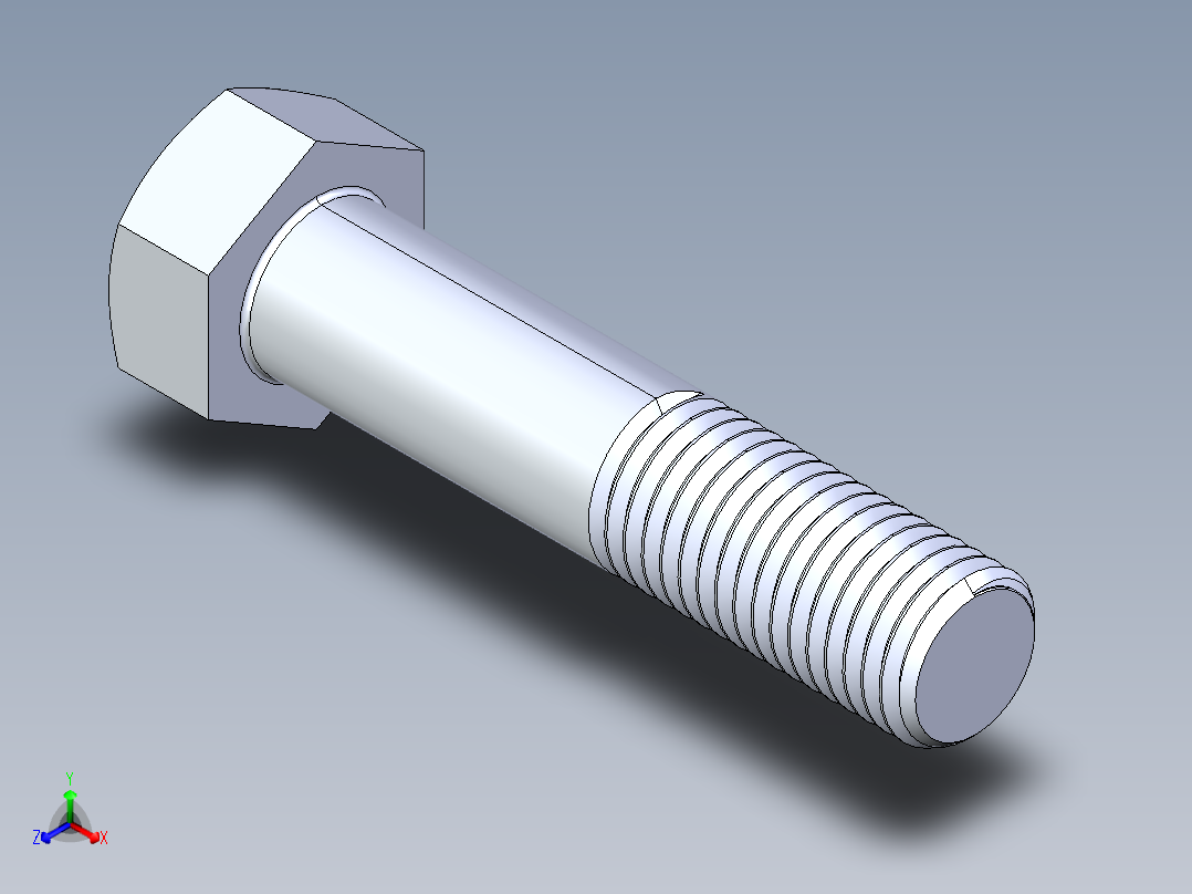 UNC 六角螺栓-Hex Bolt 0.875-9 x 4正等轴测图