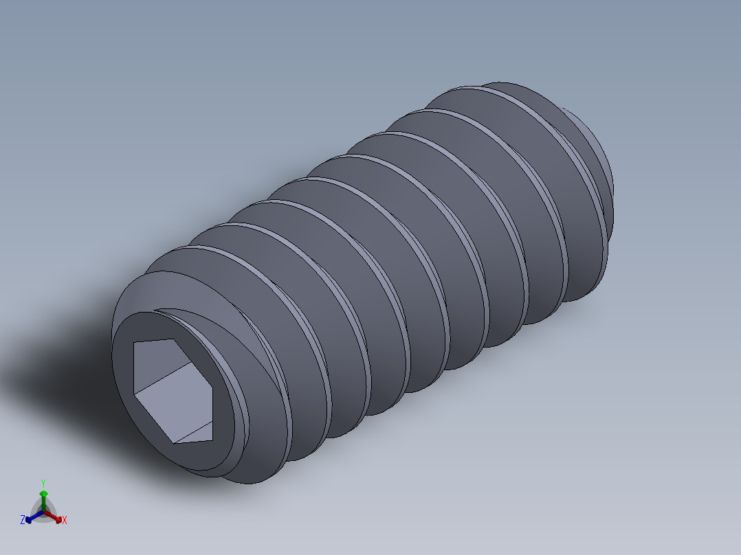 UNC 平头紧定螺钉-UNC SET SCREW 6-32 x0.3125.SLDPRT正等轴测图