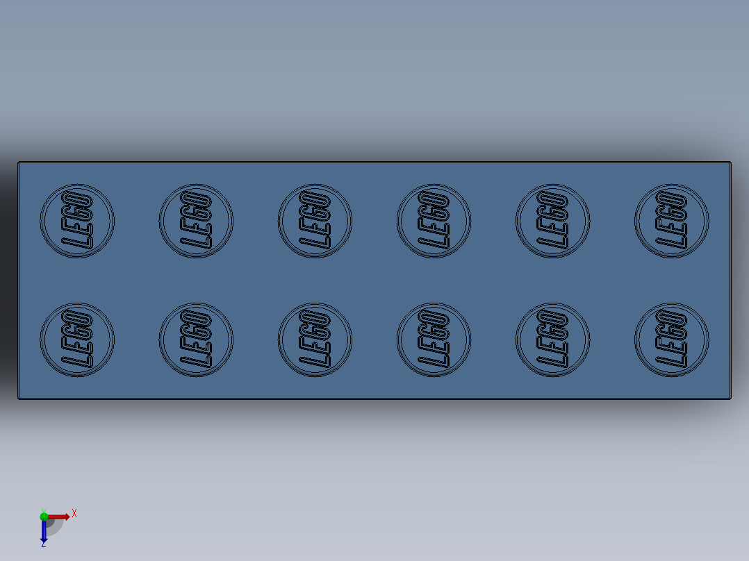 乐高套装 4421基本积木-6162897 - 2456 - 44237 Medium Blue Brick 2 x 6.SLDPRT俯视图