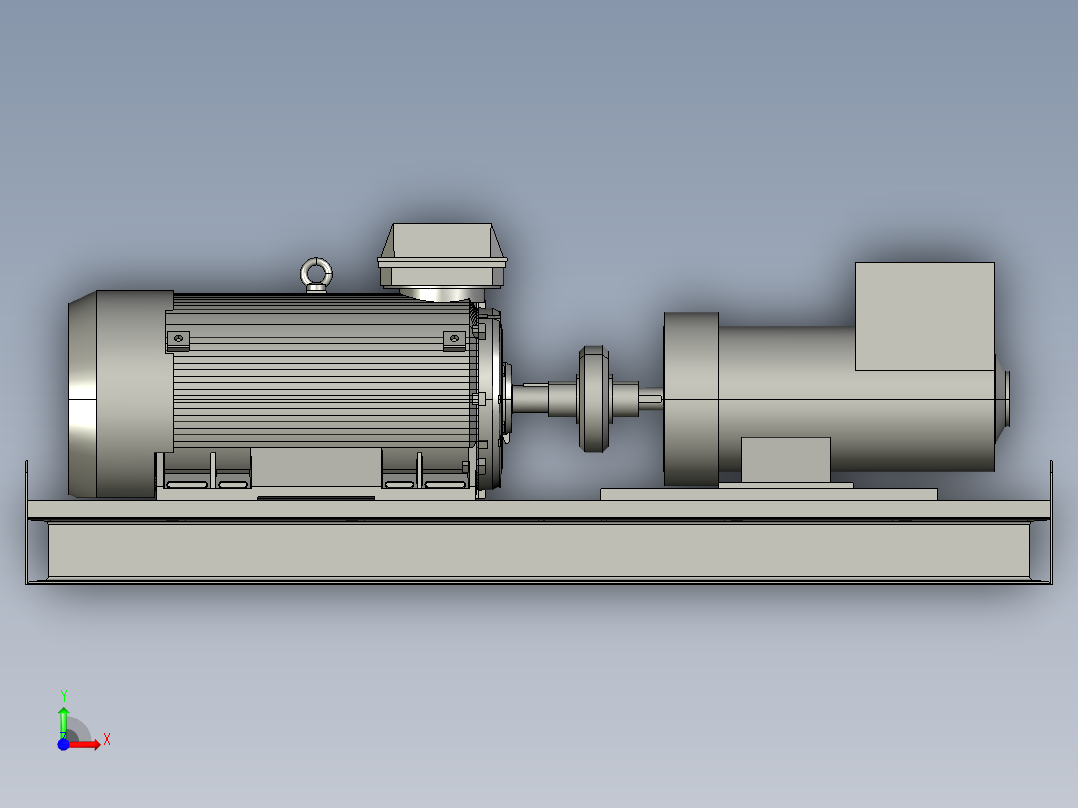 电动发电机 400kWt 的焊接框架设计前视图