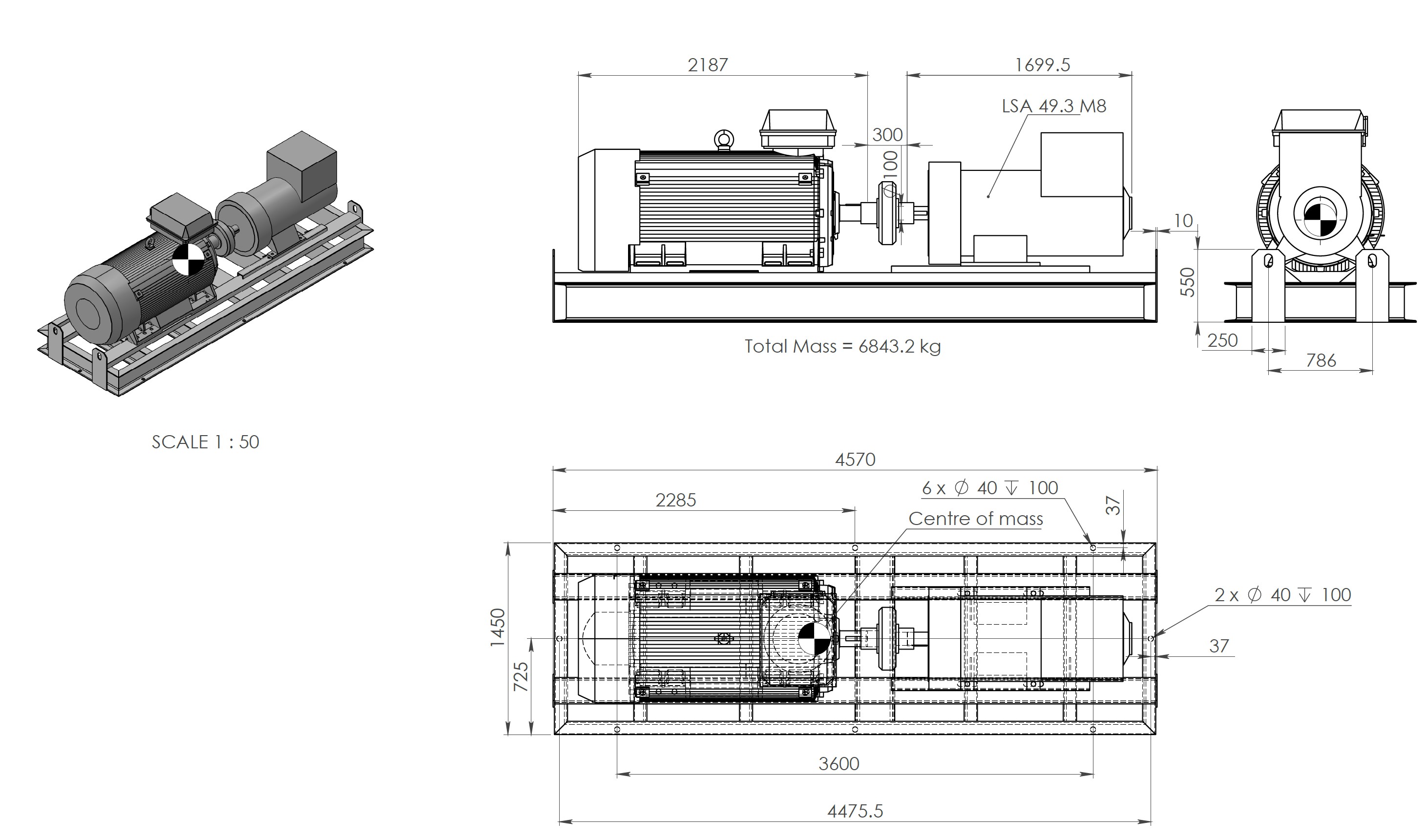 电动发电机 400kWt 的焊接框架设计