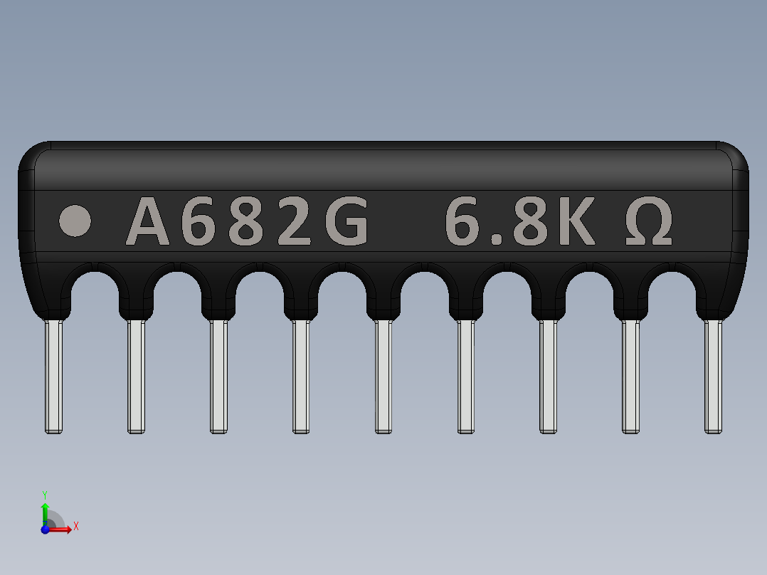 电容器 二极管 电阻器-Resistor Network 6.8K Ohm 9-Pin前视图