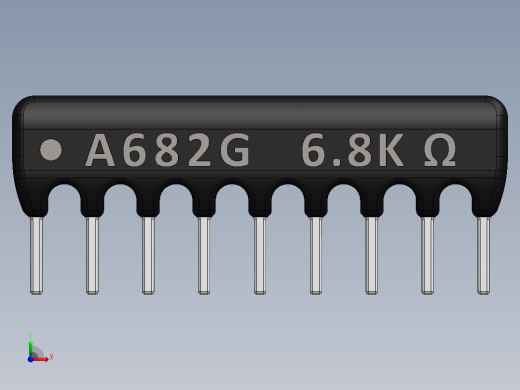 电容器 二极管 电阻器-Resistor Network 6.8K Ohm 9-Pin前视缩略图