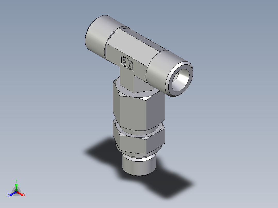 卡套式工业通用硬管接头EO_Assembled_adjustable_standpipe_branch_tee_EVT08SMOMD71主视图
