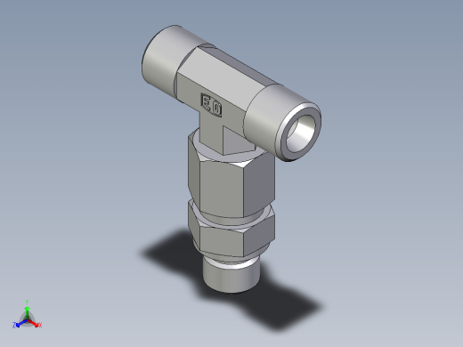 卡套式工业通用硬管接头EO_Assembled_adjustable_standpipe_branch_tee_EVT08SMOMD71正等轴测缩略图