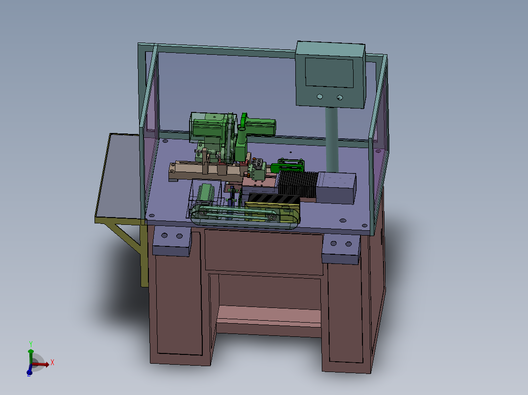 单刀三伺服精车机（sw18可编辑+工程图）