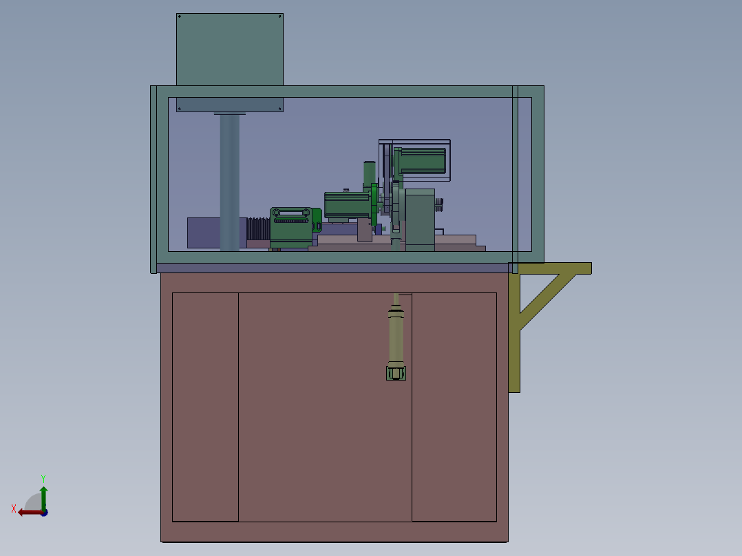 单刀三伺服精车机（sw18可编辑+工程图）后视图