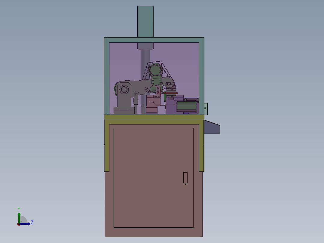 单刀三伺服精车机（sw18可编辑+工程图）左视图
