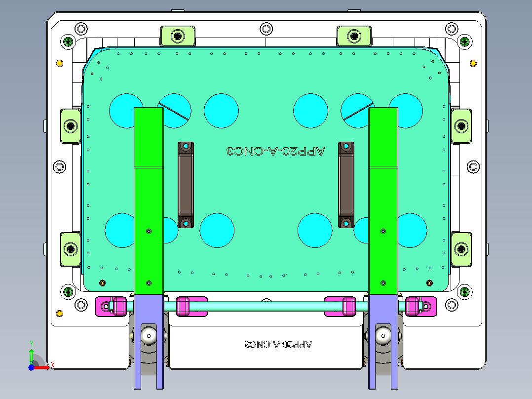 AAP20-A-CNC3笔记本CNC工装夹具三维模型-1110前视图