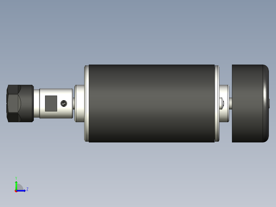 200、300、400 和 500W 有刷直流 CNC 主轴，配备 ER11 和 ER16 筒夹夹头左视图