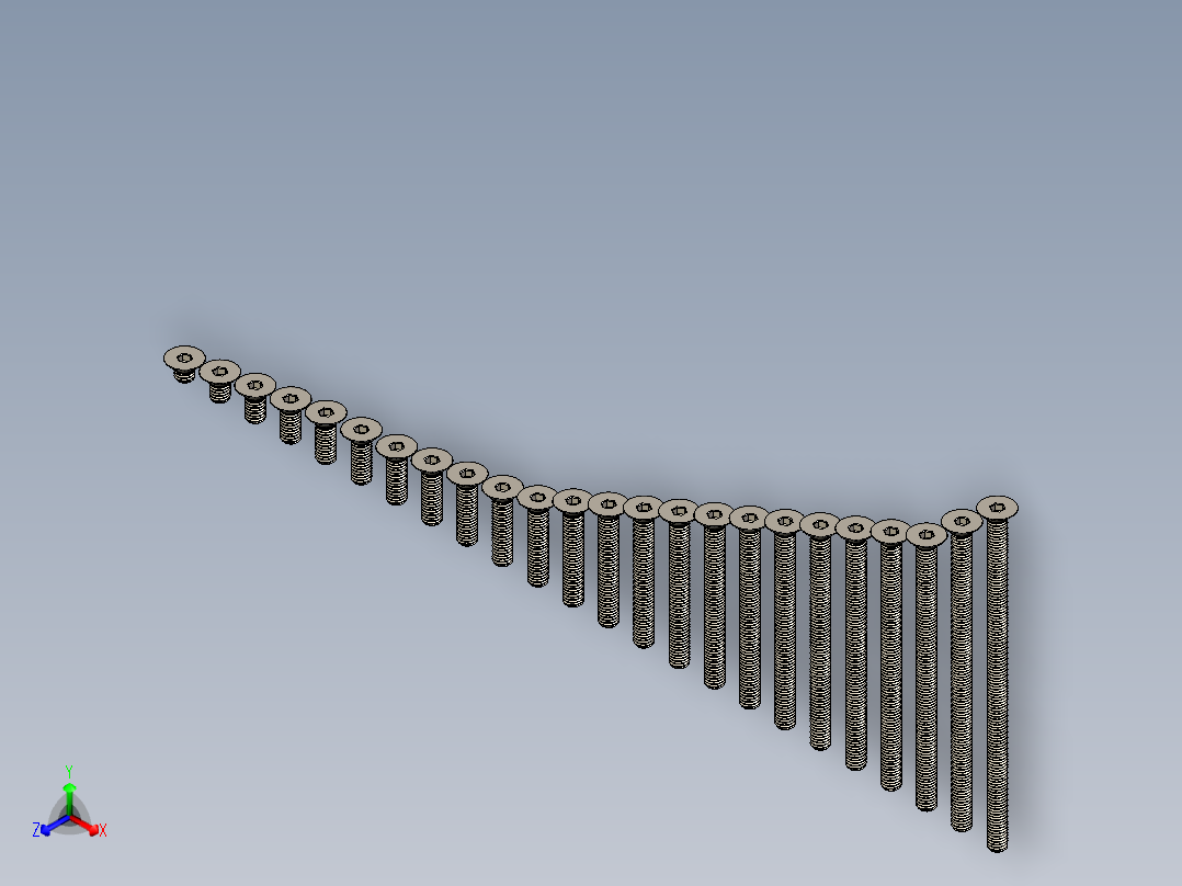 M5系列沉头内六角螺钉正等轴测图