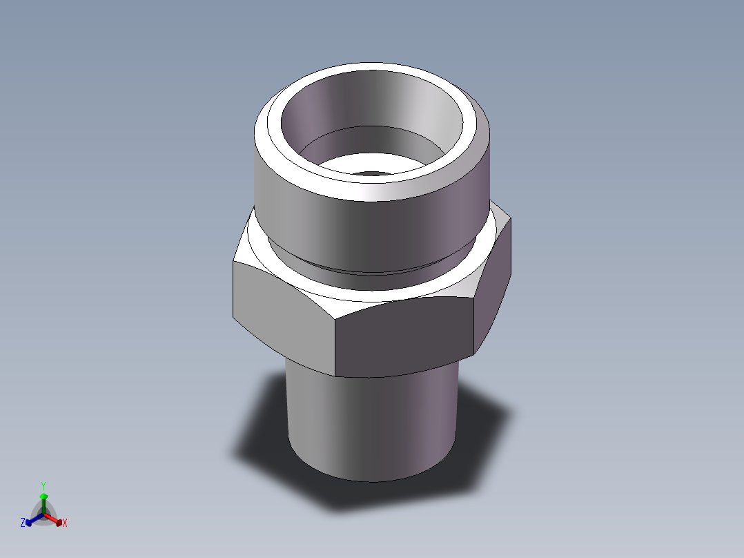 英制锥管螺纹直接头、1CT-18-04SP正等轴测图