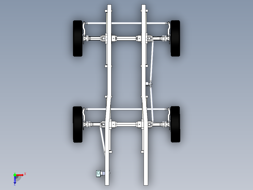 B3003686-用于8x4自卸车的双摆杆转向连杆系统俯视图