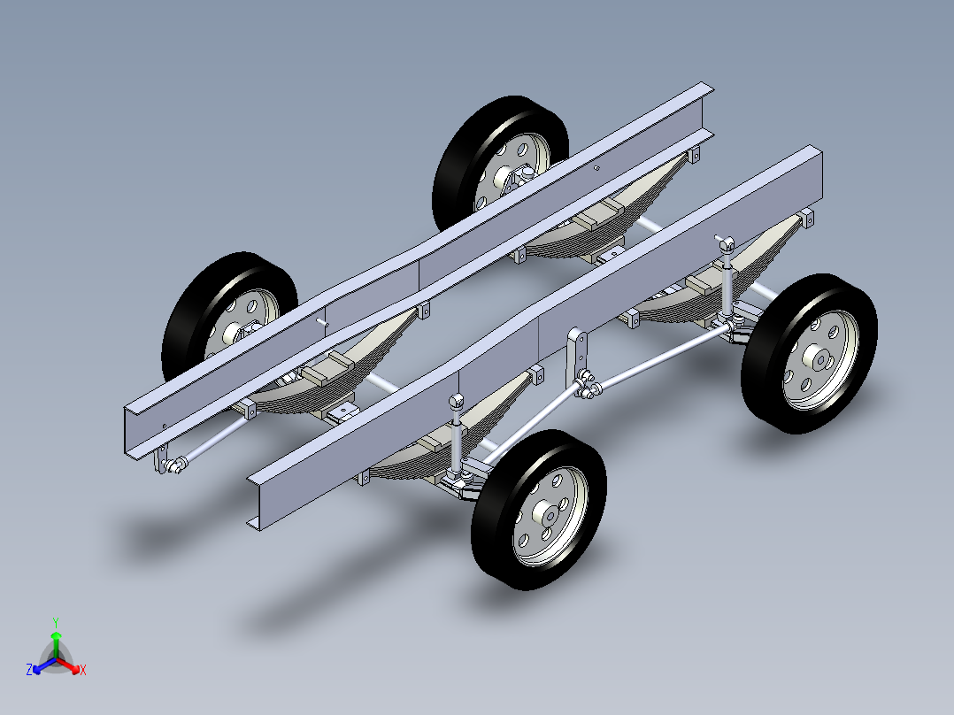 B3003686-用于8x4自卸车的双摆杆转向连杆系统正等轴测图