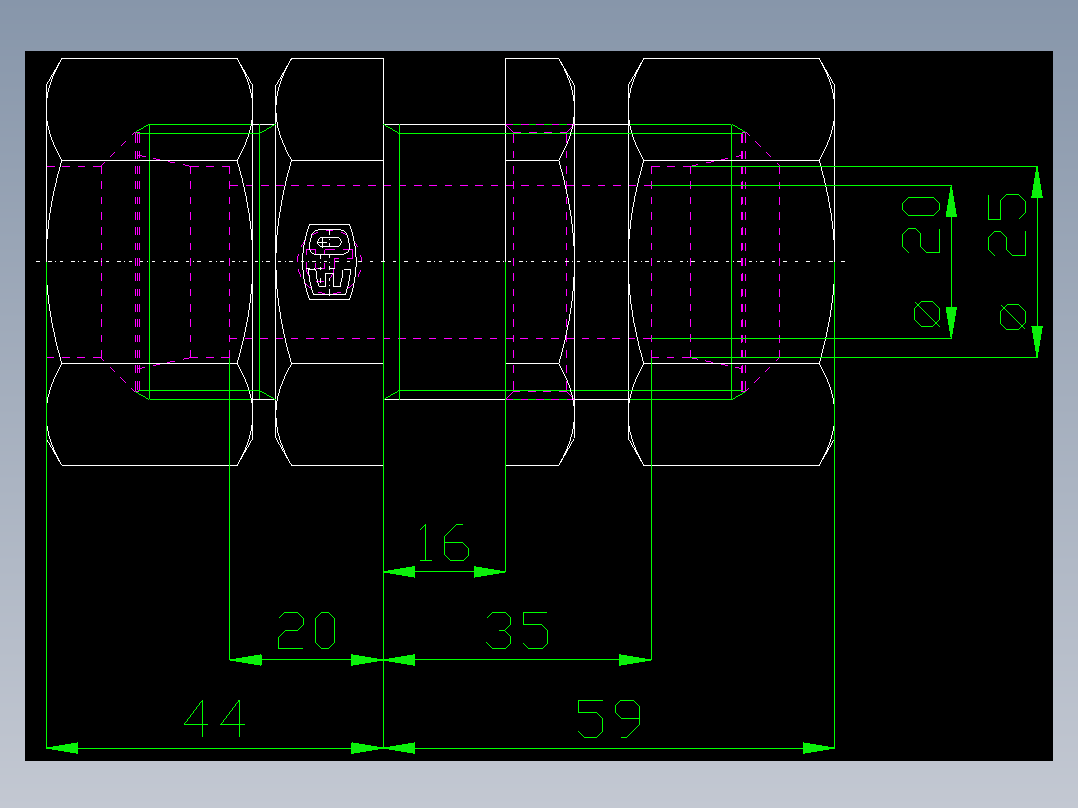 PARKER管接头EO Bulkhead union SV25SMS(16)_front