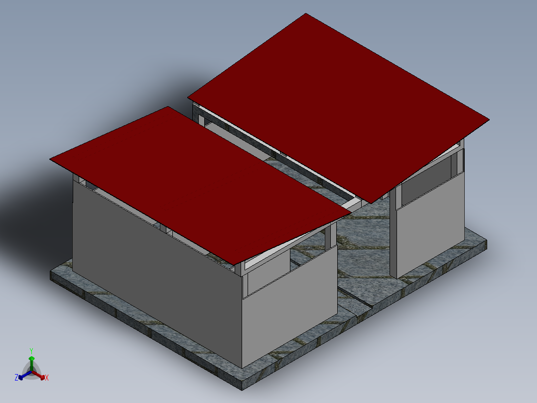 A0003832-简易牛舍（零散养）正等轴测图