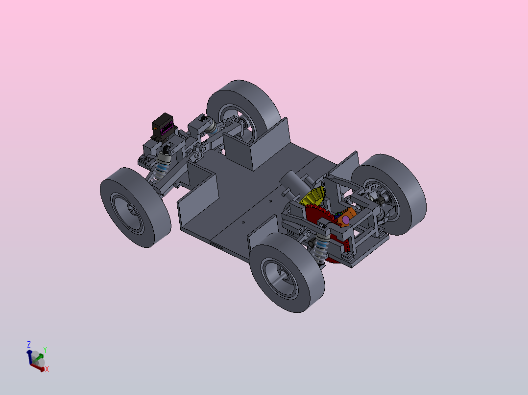 遥控玩具小车结构3D图纸 Solidworks设计主视图