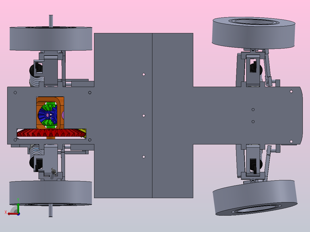 遥控玩具小车结构3D图纸 Solidworks设计后视图