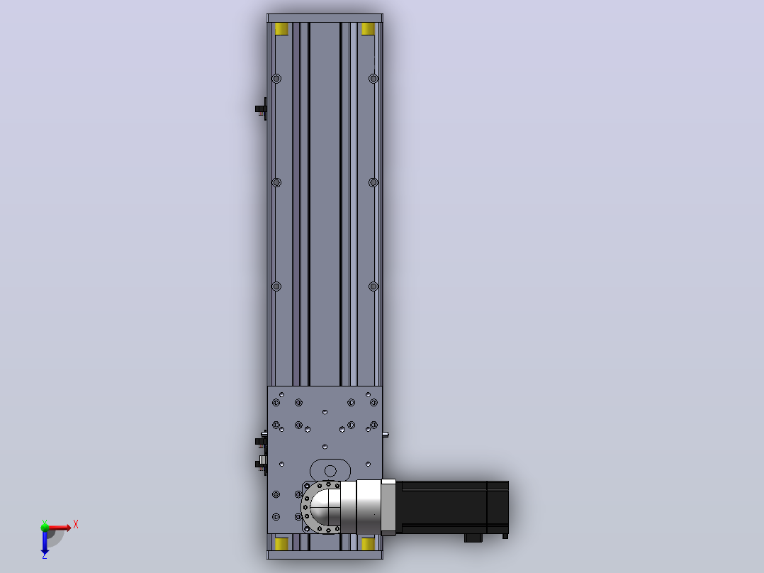 DMG135-LCM齿轮齿条模组直线滑台（电机左折）[DMG135-L11S400-DT400-C2U-LCM-P7]俯视图