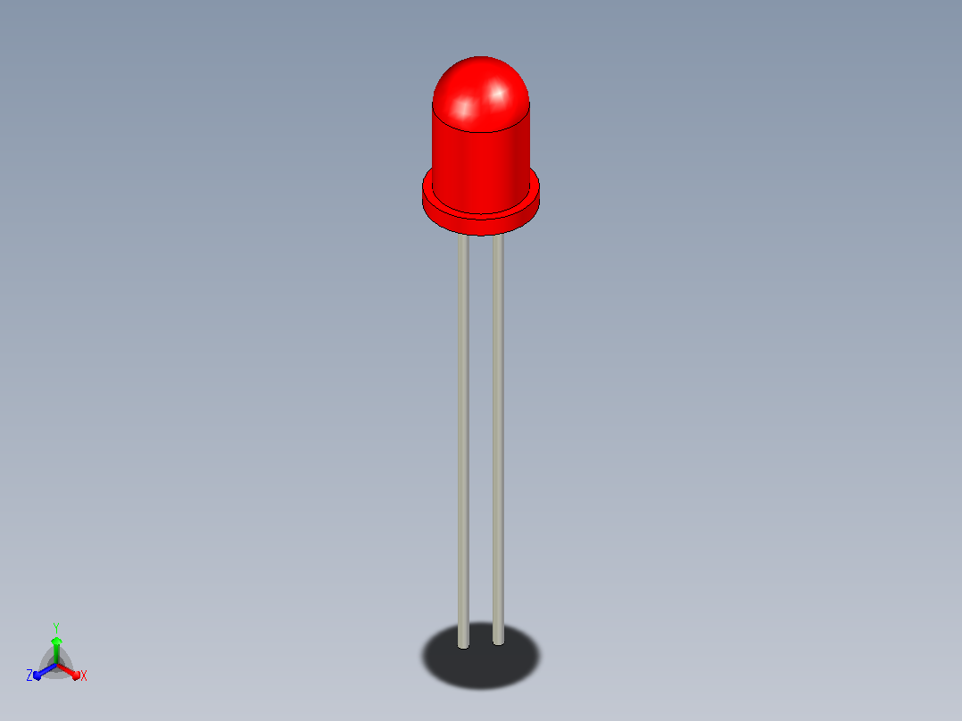 这是一个简单的具有各种颜色的5mm LED(SolidWorks配置)主视图