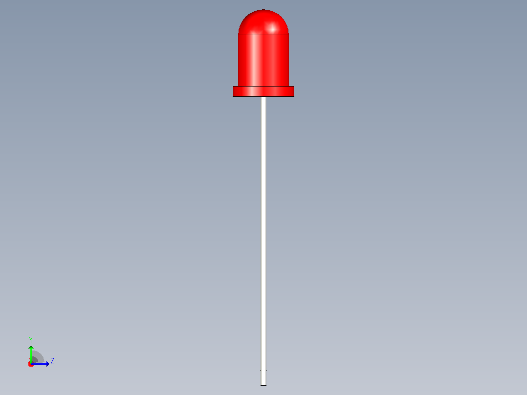 这是一个简单的具有各种颜色的5mm LED(SolidWorks配置)左视图