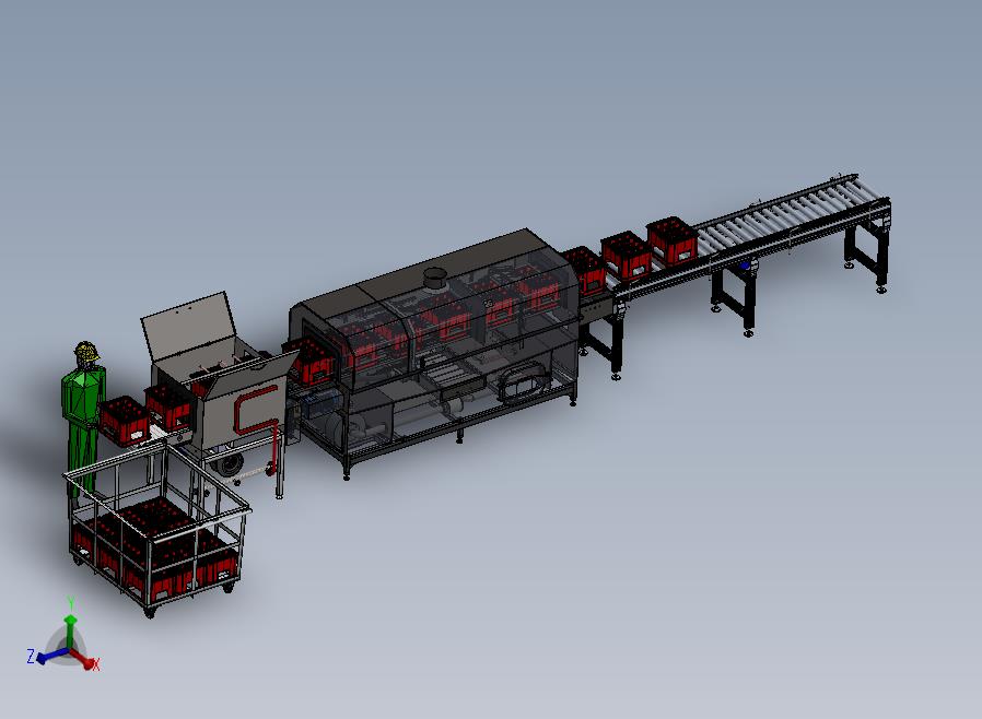 工业洗箱机自动化流水线