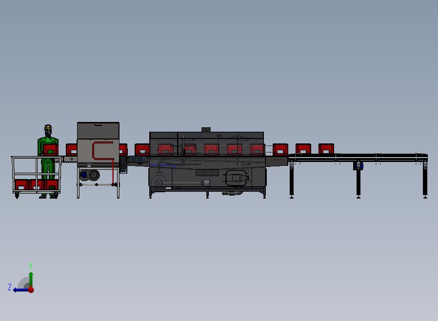 工业洗箱机自动化流水线右视图