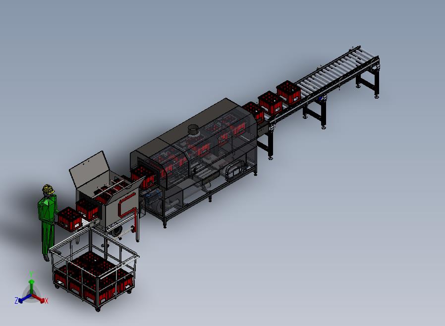 工业洗箱机自动化流水线正等轴测图