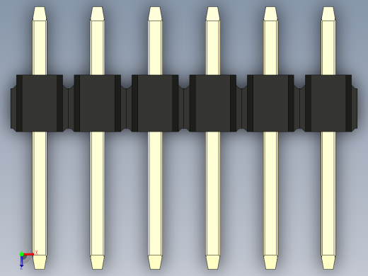 彩色公头100mil（2.54mm）系列-DS1021_black_2x06p_100mil_Type1_rev1.0俯视缩略图