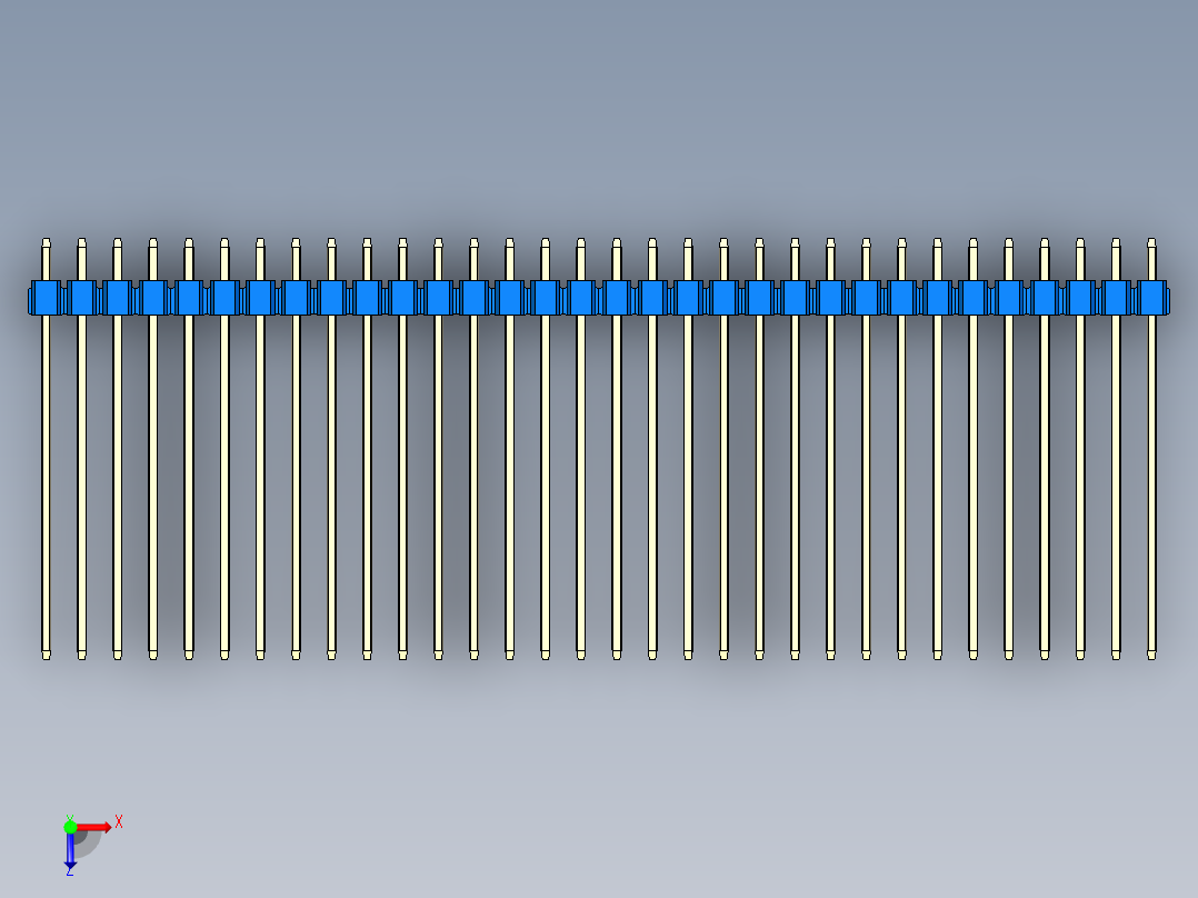 彩色公头100mil（2.54mm）系列-DS1021_blue_1x32p_100mil_Type43_rev1.0俯视图