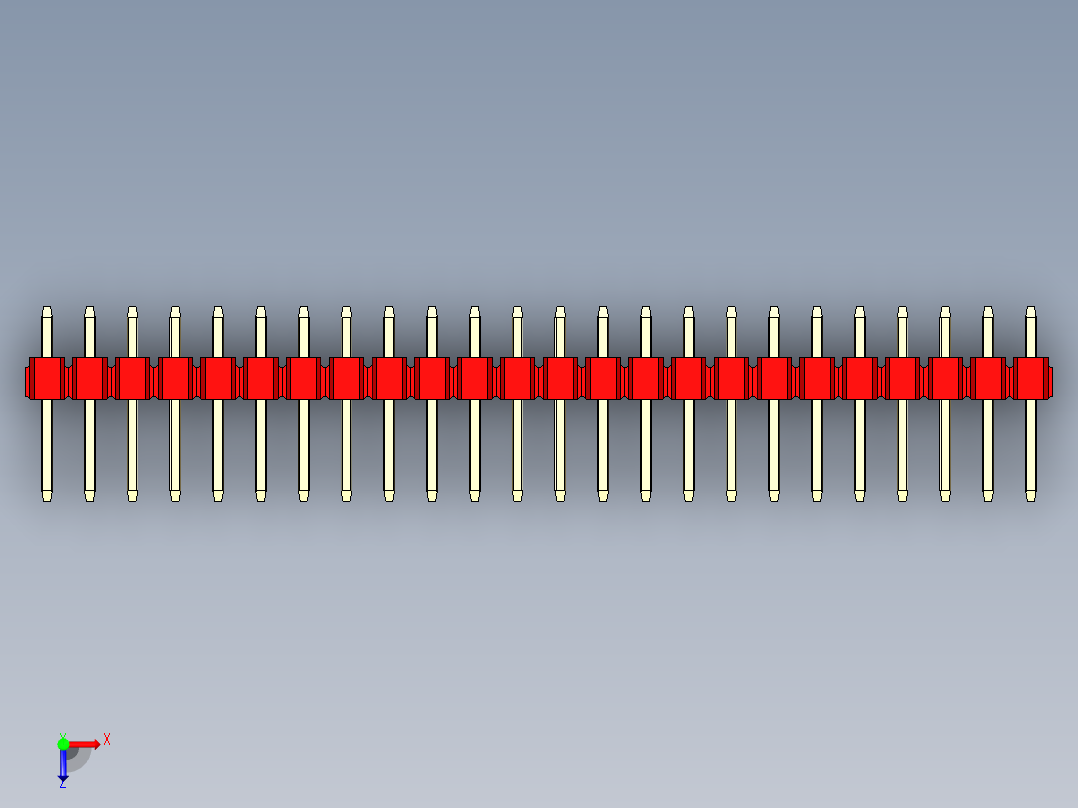 彩色公头100mil（2.54mm）系列-DS1021_red_1x24p_100mil_Type1_rev1.0俯视图
