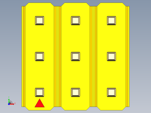 彩色公头100mil（2.54mm）系列-DS1021_yellow_3x03p_100mil_Type19_rev1.0前视缩略图