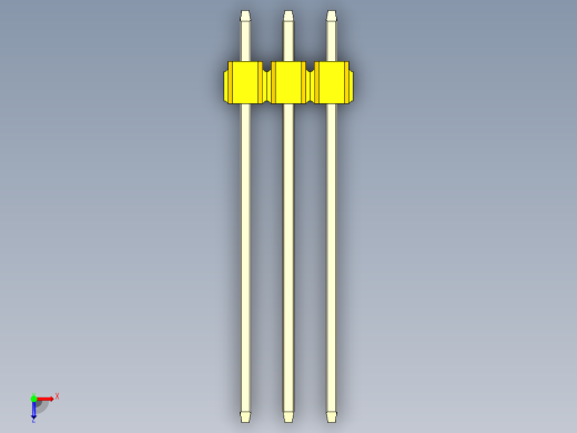 彩色公头100mil（2.54mm）系列-DS1021_yellow_3x03p_100mil_Type19_rev1.0俯视缩略图