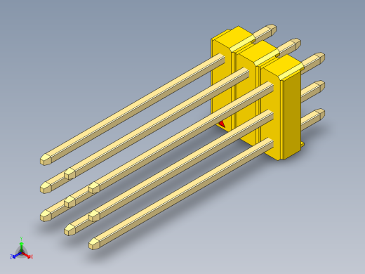 彩色公头100mil（2.54mm）系列-DS1021_yellow_3x03p_100mil_Type19_rev1.0正等轴测缩略图