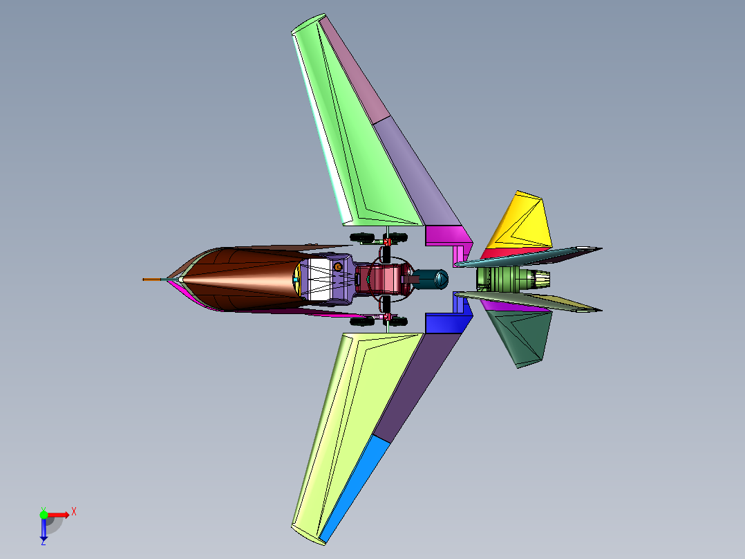 混合动力飞行摩托俯视图