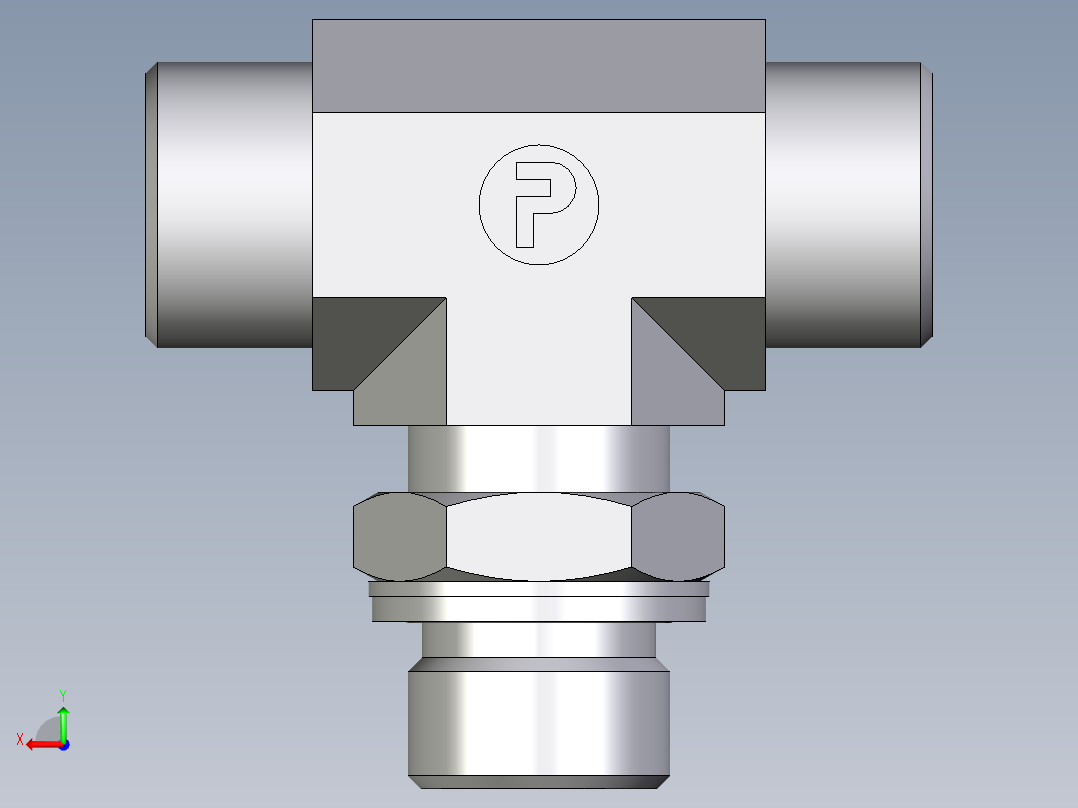 卡套式工业通用硬管接头EO_Adjustable_locknut_branch_tee_TEE16SMOMDCF后视图