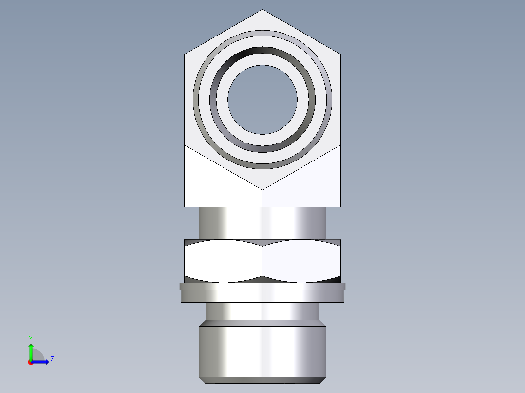卡套式工业通用硬管接头EO_Adjustable_locknut_branch_tee_TEE16SMOMDCF左视图