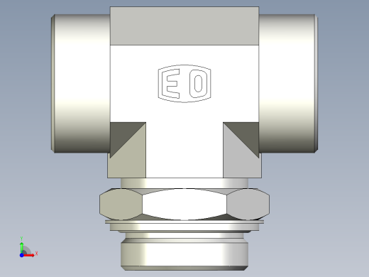 卡套式工业通用硬管接头EO_Adjustable_locknut_branch_tee_TEE38SROMDCF前视缩略图