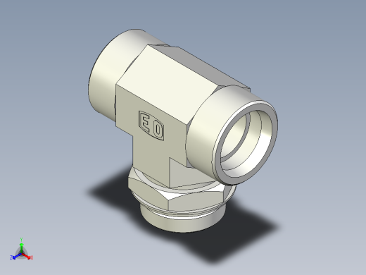 卡套式工业通用硬管接头EO_Adjustable_locknut_branch_tee_TEE38SROMDCF正等轴测缩略图