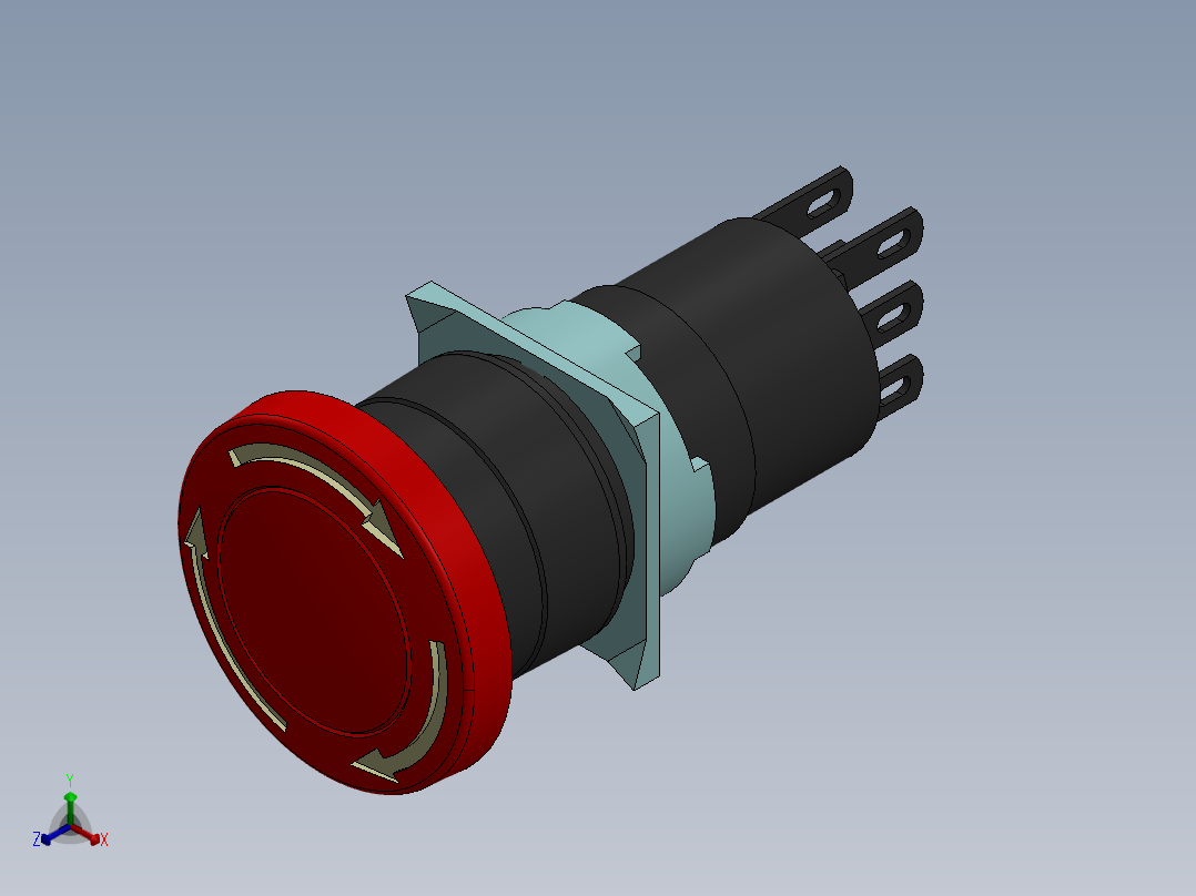 紧急制动按钮正等轴测图