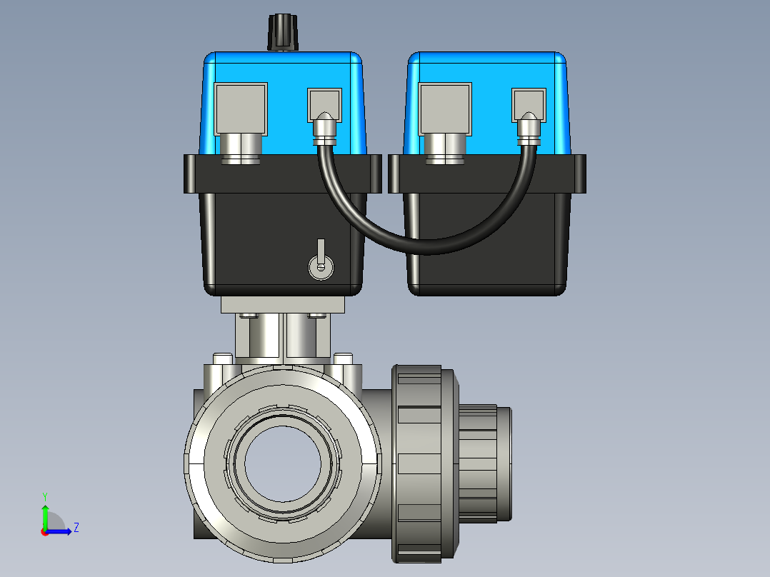 球阀3路电动驱动左视图