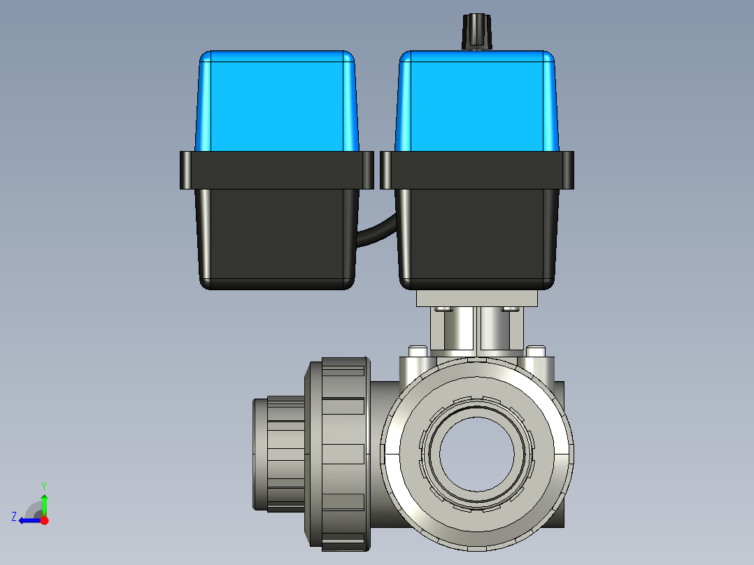球阀3路电动驱动右视图