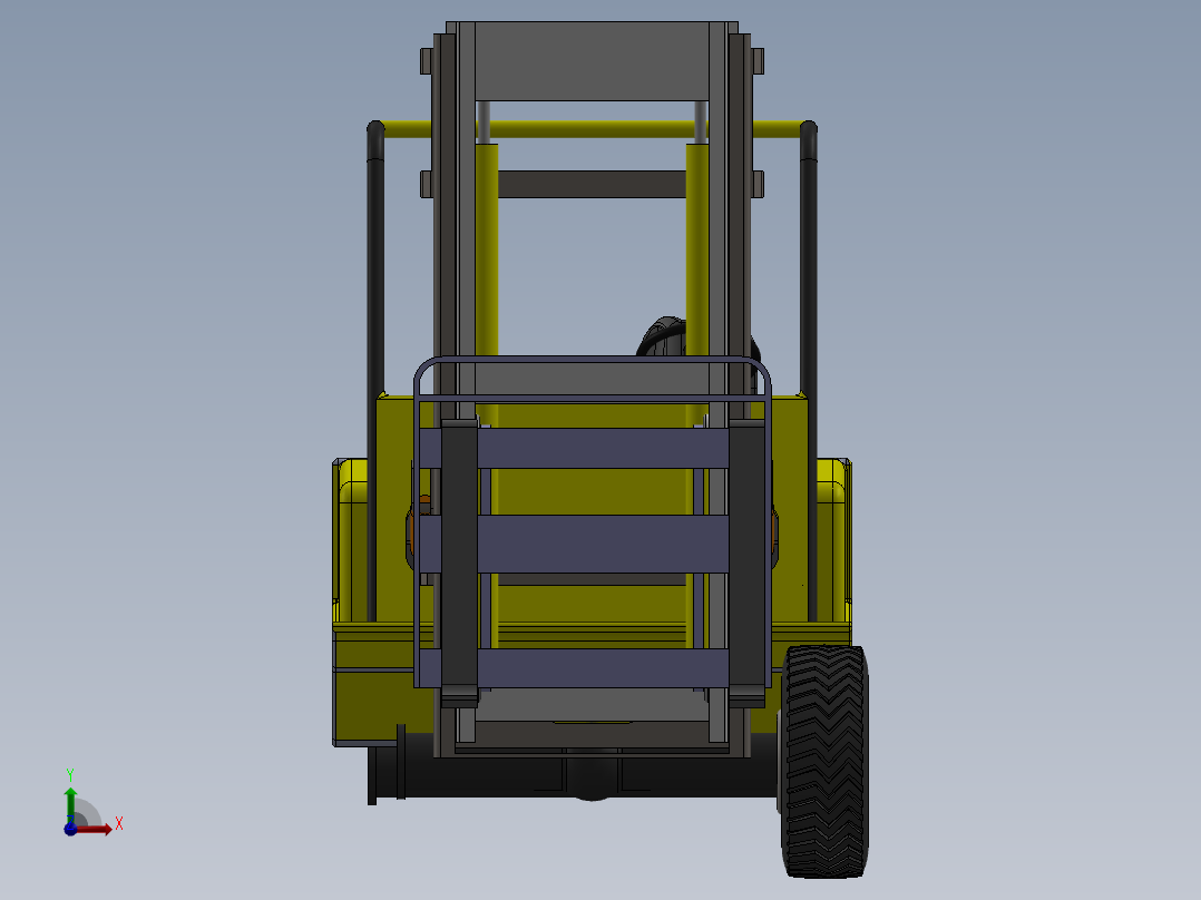 液压升降叉车前视图