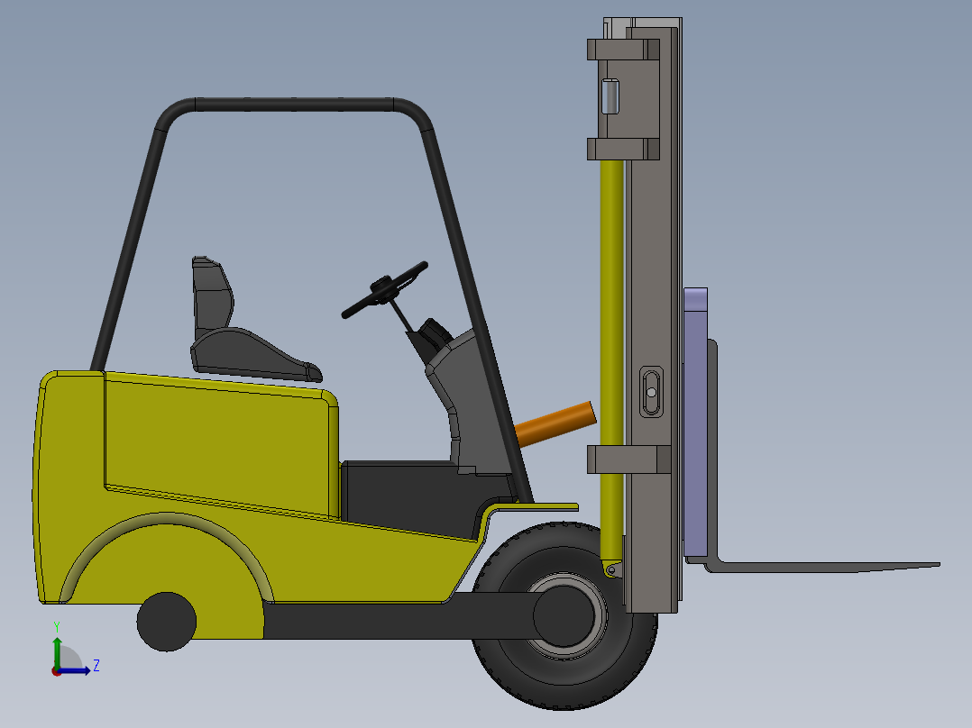 液压升降叉车左视图