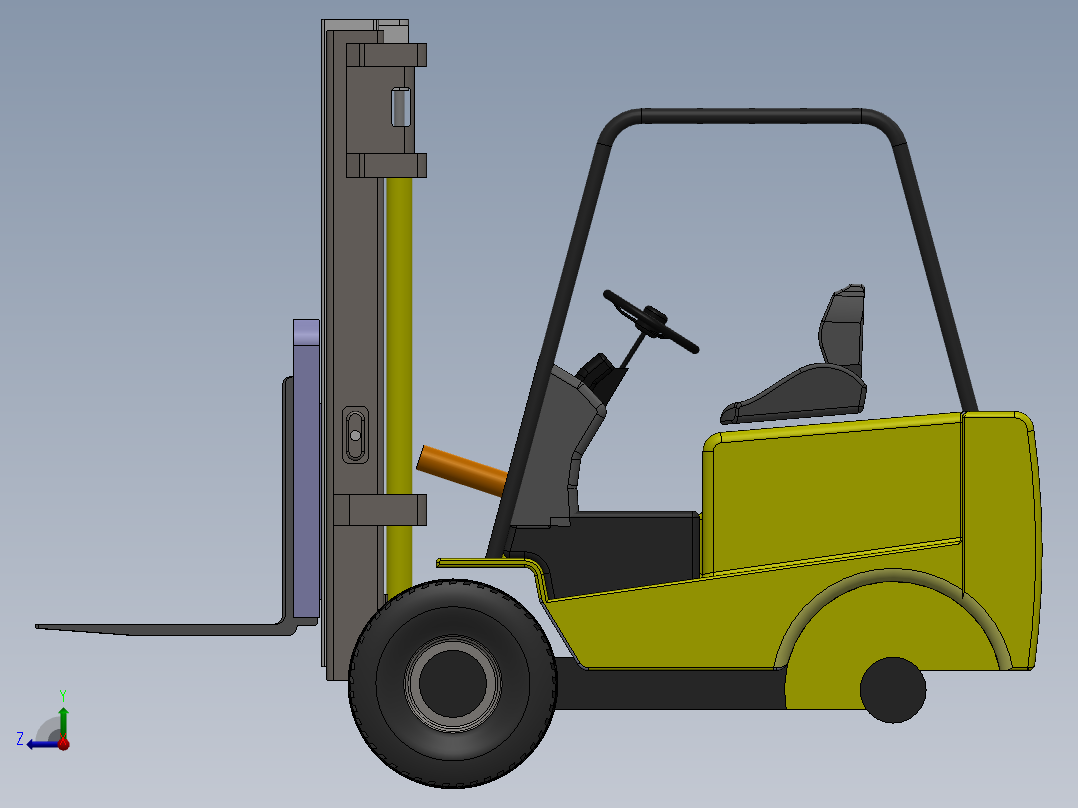 液压升降叉车右视图