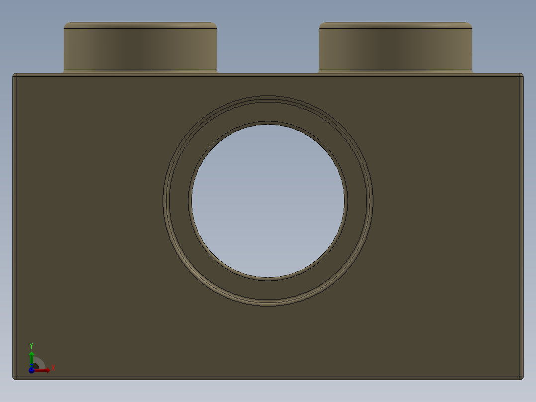 乐高机械组积木（横梁）-4205107 - 3700 Tan - Brick Yellow Technic Brick 1 x 2 with Hole前视图