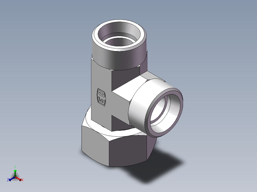 CC+CD 三通组合接头、CC-26正等轴测图