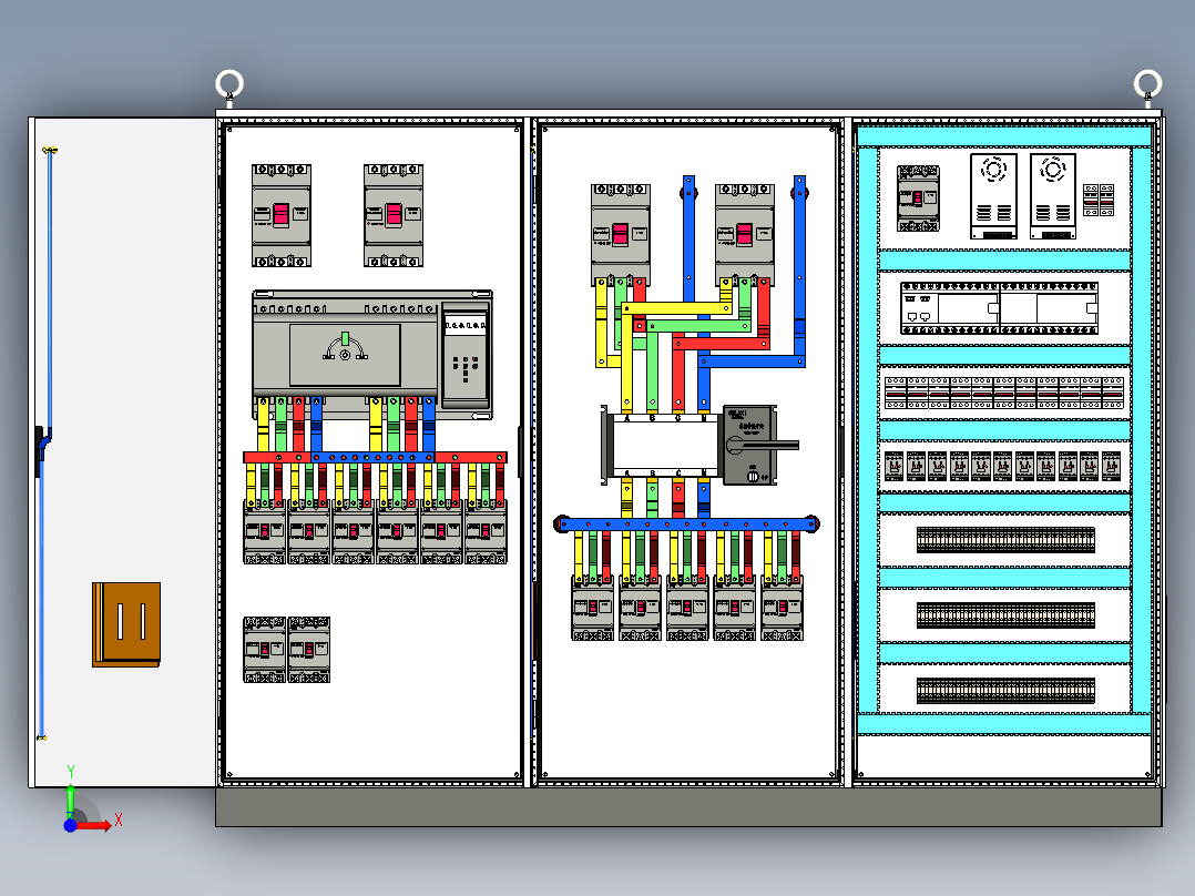 三柜组装双电源plc控制柜（无延时） 55437前视图
